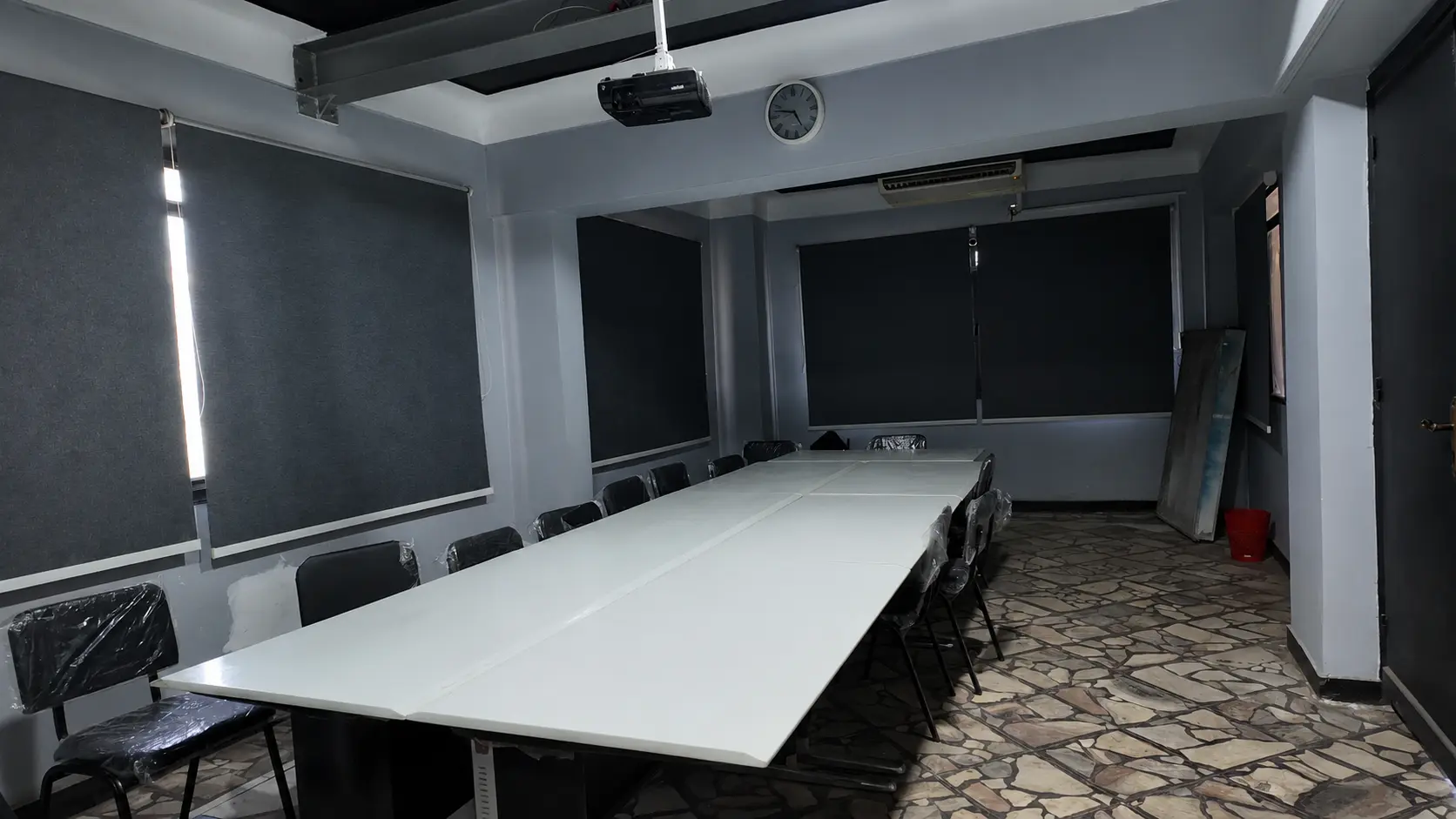 Boardroom-style meeting hall at Tarradco Academy used for client briefings and audits